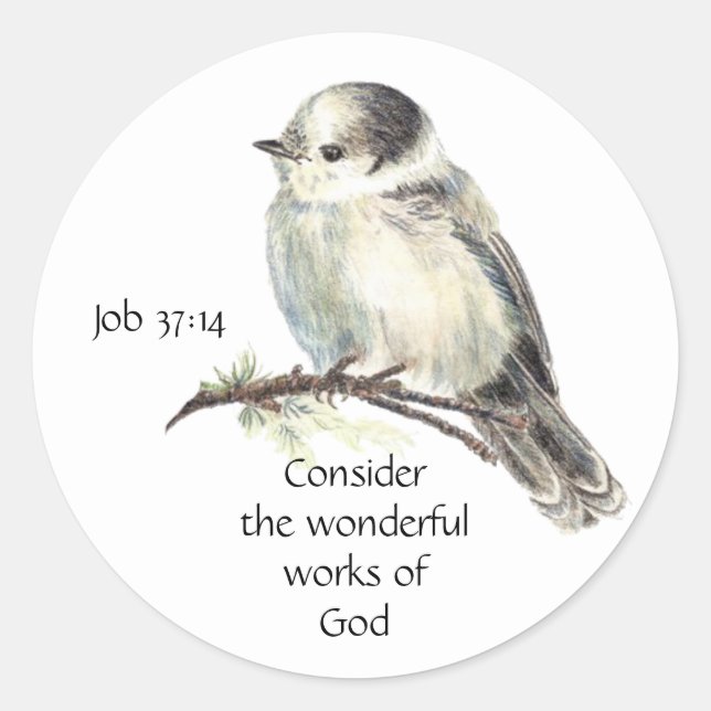 Inspirational Scripture Quote Watercolor Bird Art Classic Round Sticker (Front)