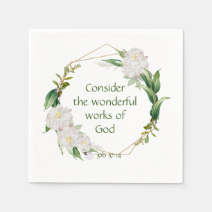 Inspirational Scripture Quote White Roses Flower Napkins