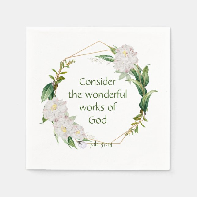 Inspirational Scripture Quote White Roses Flower Napkins (Front)