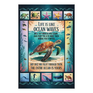Inspirational Sea Turtle Ocean Poster “Life Is Lik