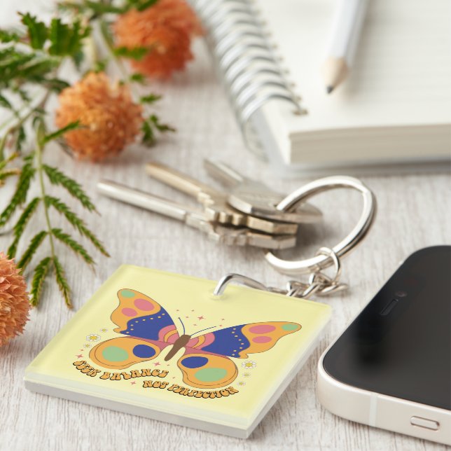 Inspirational Seek Balance Wordart  Keychain (Front Right)
