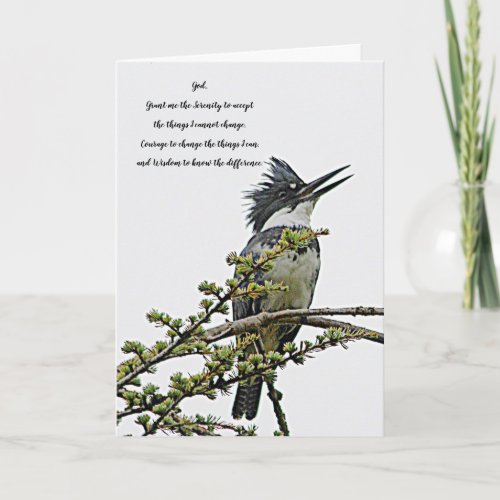 Inspirational Serenity Prayer Belted Kingfisher Card