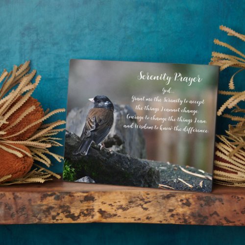 Inspirational Serenity Prayer Bird on Branch Plaque