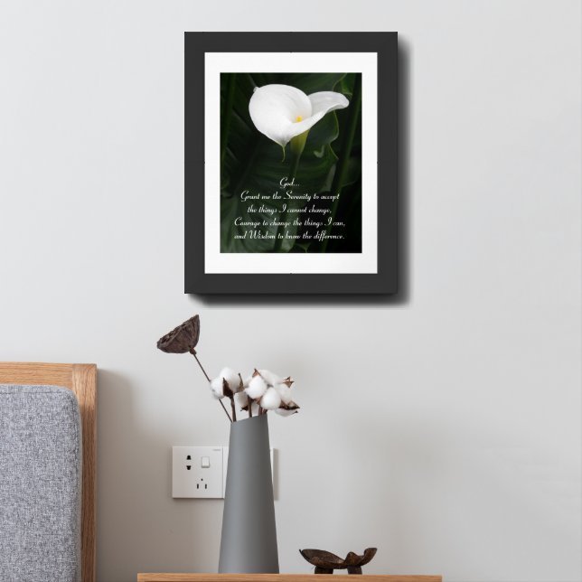 Inspirational Serenity Prayer Calla Lily Floral Framed Art (Bedside)