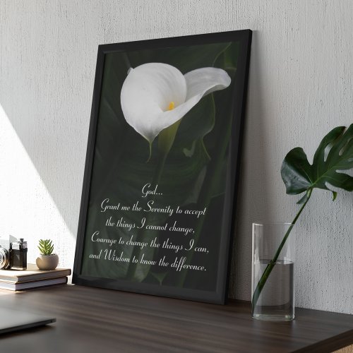 Inspirational Serenity Prayer Calla Lily Floral Poster