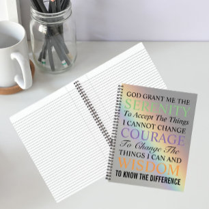 Inspirational Serenity Prayer Colorful Rainbow Notebook