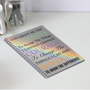 Inspirational Serenity Prayer Colorful Rainbow Notebook