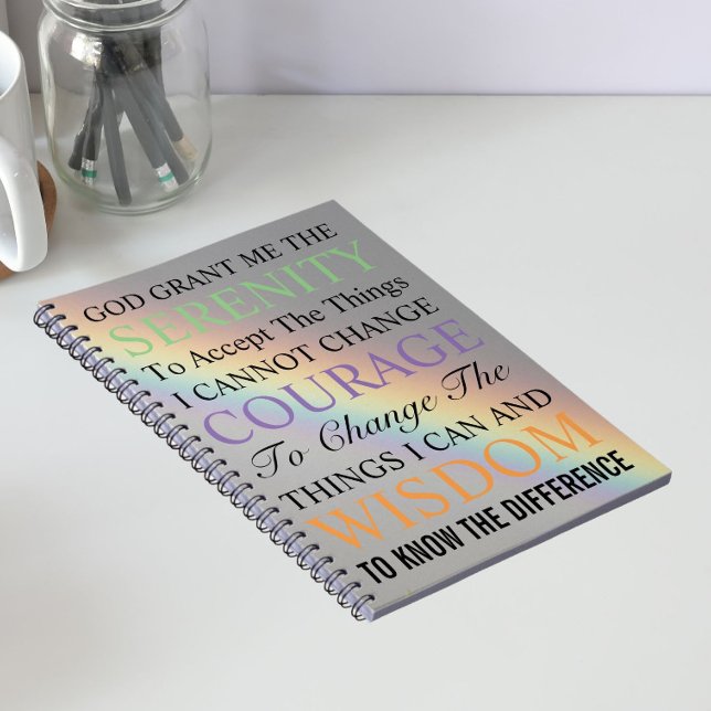Inspirational Serenity Prayer Colorful Rainbow Notebook (In Situ)