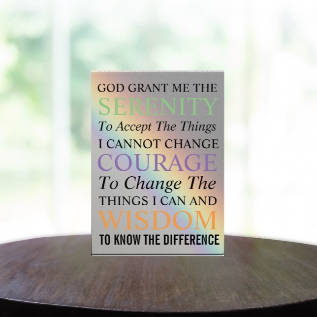 Inspirational Serenity Prayer Colorful Rainbow Photo Block (In Situ)