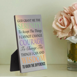 Inspirational Serenity Prayer Colorful Rainbow Plaque