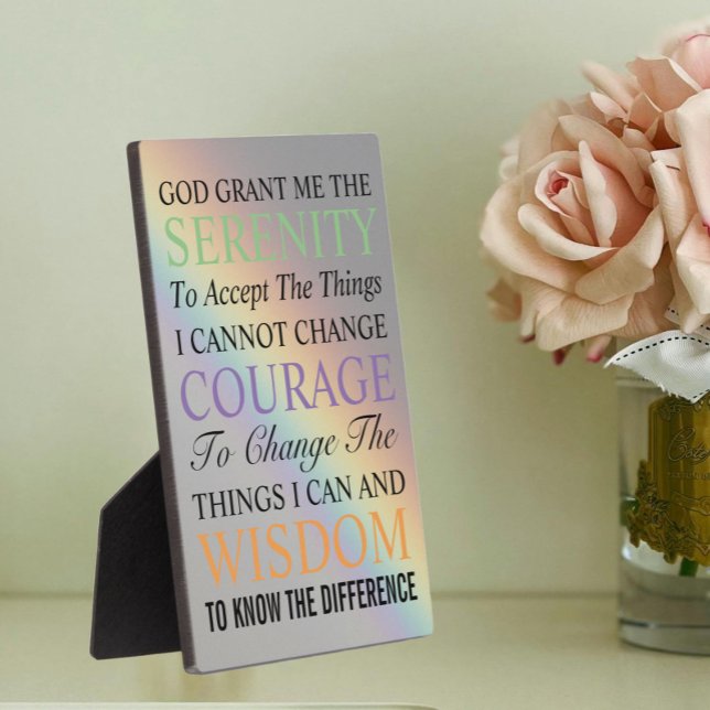 Inspirational Serenity Prayer Colorful Rainbow Plaque (In Situ)