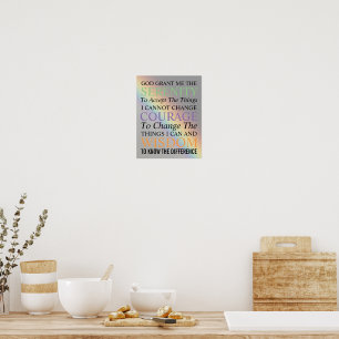 Inspirational Serenity Prayer Colorful Rainbow Poster