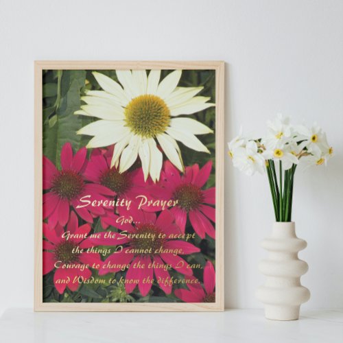 Inspirational Serenity Prayer Coneflowers Floral Foil Prints