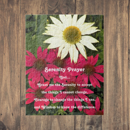 Inspirational Serenity Prayer Coneflowers Floral Jigsaw Puzzle