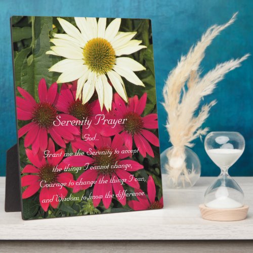 Inspirational Serenity Prayer Coneflowers Floral Plaque