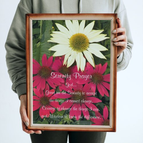 Inspirational Serenity Prayer Coneflowers Floral Poster