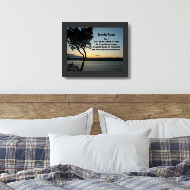 Inspirational Serenity Prayer Evening Sunset Framed Art (Bedroom)