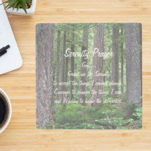 Inspirational Serenity Prayer Evergreen Forest Stone Coaster