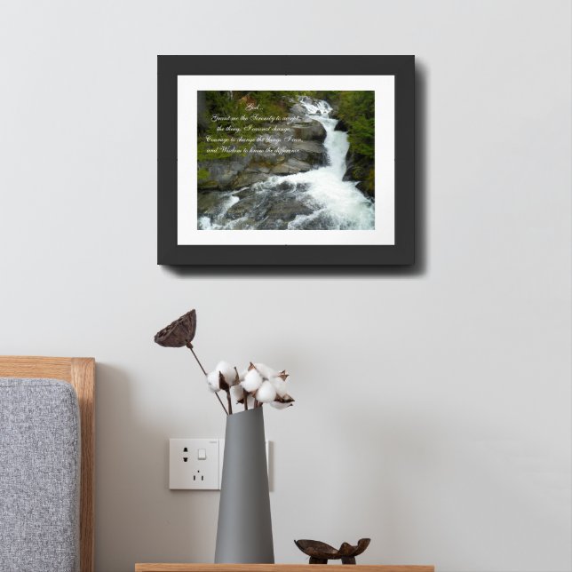 Inspirational Serenity Prayer Forest Waterfall Framed Art (Bedside)