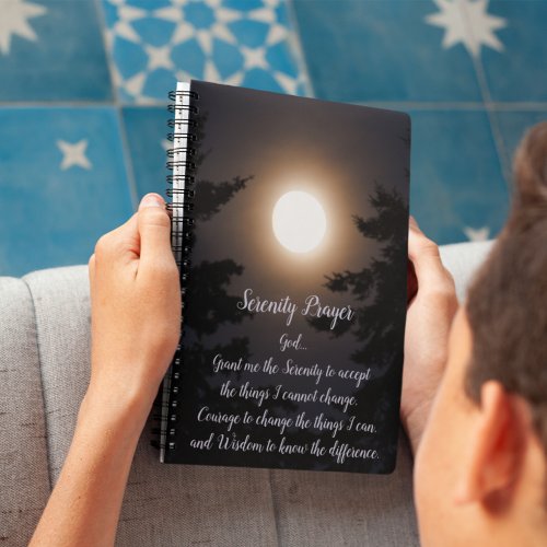Inspirational Serenity Prayer Full Moon Rising Notebook