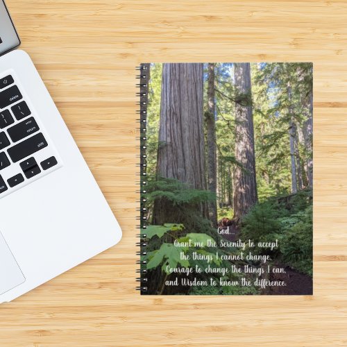 Inspirational Serenity Prayer Green Forest Notebook