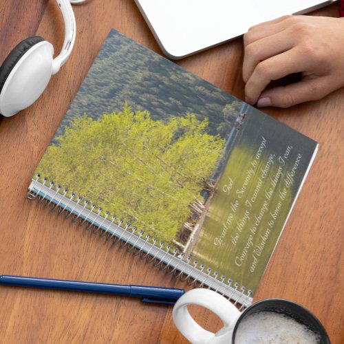 Inspirational Serenity Prayer Lake Reflection Notebook