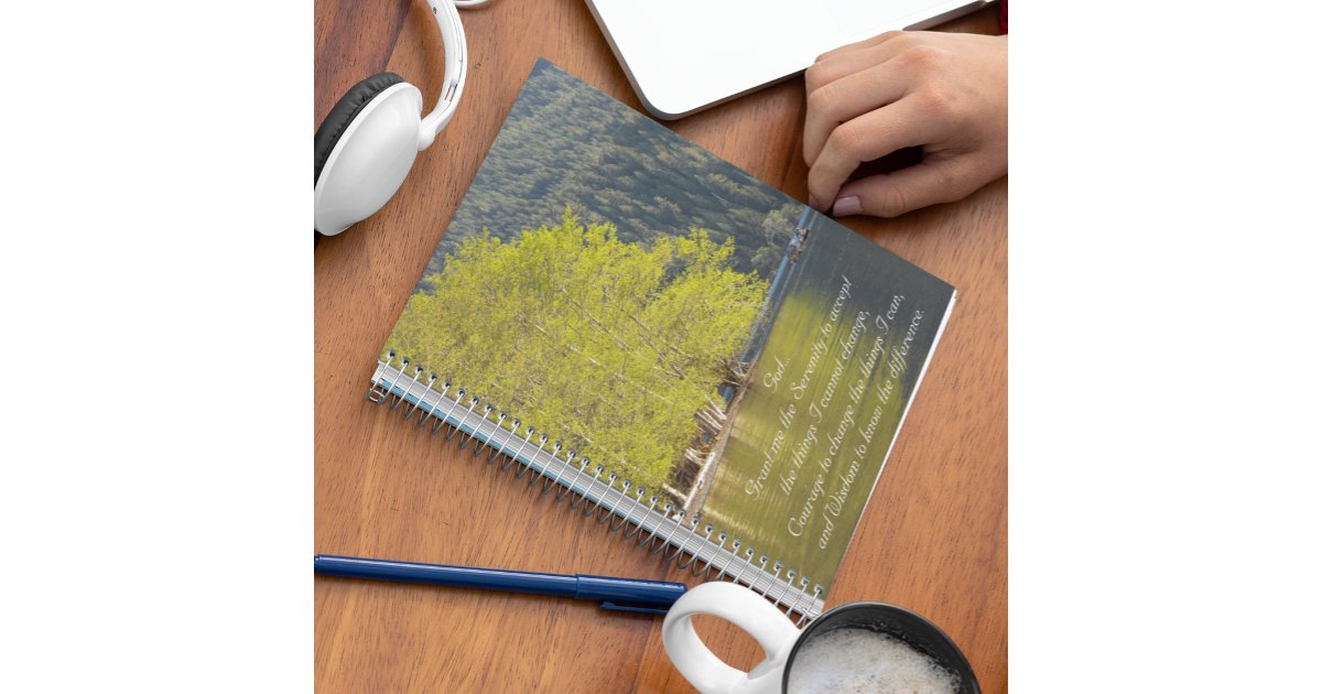Inspirational Serenity Prayer Lake Reflection Notebook | Zazzle