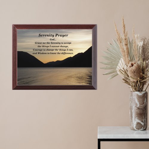 Inspirational Serenity Prayer Lake Sunset Plaque