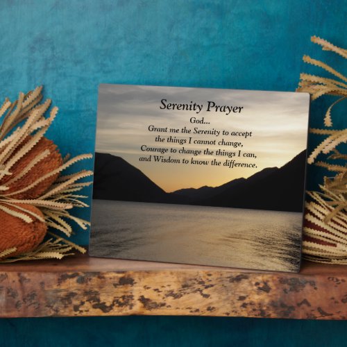 Inspirational Serenity Prayer Lake Sunset Plaque