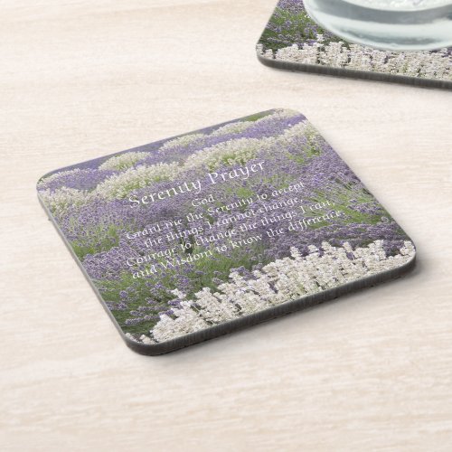 Inspirational Serenity Prayer Lavender Garden Beverage Coaster