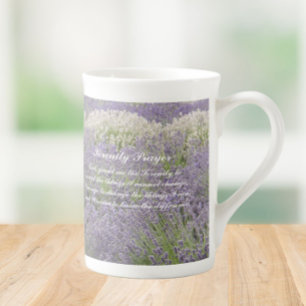 Inspirational Serenity Prayer Lavender Garden Bone China Mug