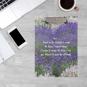 Inspirational Serenity Prayer Lavender Garden Clipboard