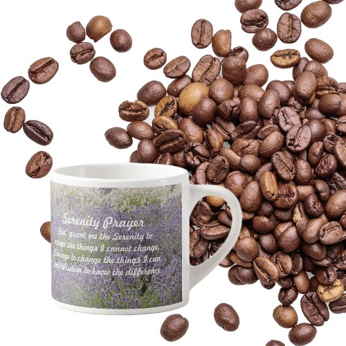 Inspirational Serenity Prayer Lavender Garden Espresso Cup