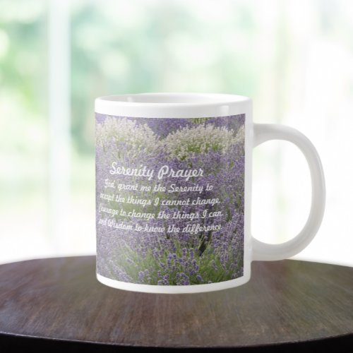 Inspirational Serenity Prayer Lavender Garden Giant Coffee Mug