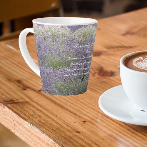 Inspirational Serenity Prayer Lavender Garden Latte Mug