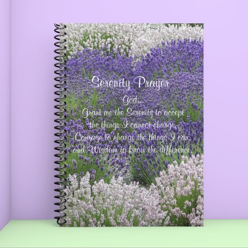 Inspirational Serenity Prayer Lavender Garden Notebook