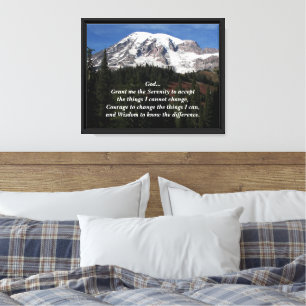 Inspirational Serenity Prayer Mount Rainier Canvas Print