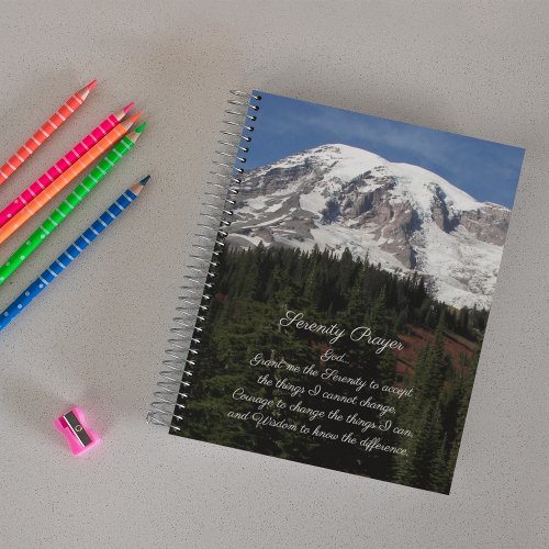 Inspirational Serenity Prayer Mount Rainier Notebook