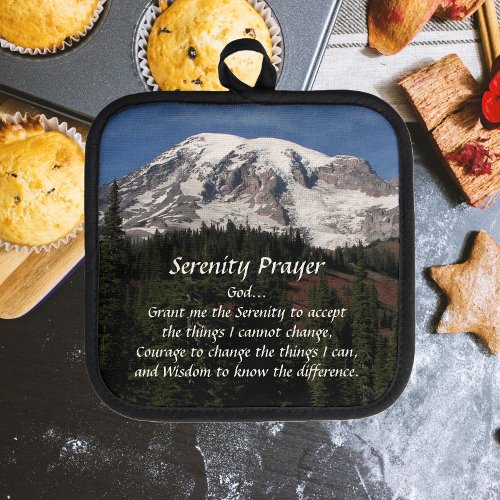 Inspirational Serenity Prayer Mount Rainier Pot Holder