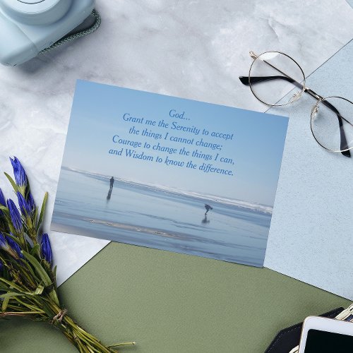 Inspirational Serenity Prayer Ocean Beach Blank Card