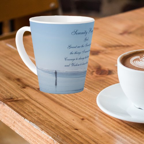 Inspirational Serenity Prayer Ocean Beach Latte Mug
