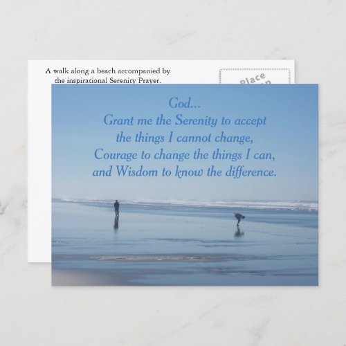 Inspirational Serenity Prayer Ocean Beach Postcard