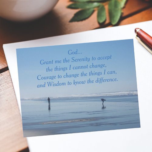 Inspirational Serenity Prayer Ocean Beach Postcard