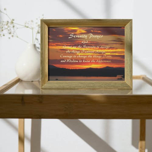 Inspirational Serenity Prayer Orange Sunset Foil Prints