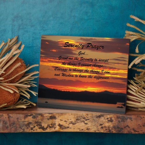 Inspirational Serenity Prayer Orange Sunset Plaque