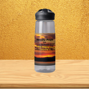 Inspirational Serenity Prayer Orange Sunset Water Bottle