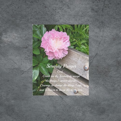 Inspirational Serenity Prayer Pink Peony Floral Metal Print