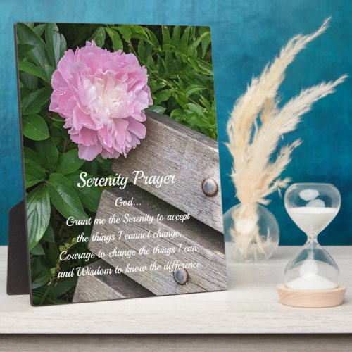 Inspirational Serenity Prayer Pink Peony Floral Plaque