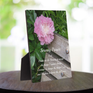 Inspirational Serenity Prayer Pink Peony Floral Plaque
