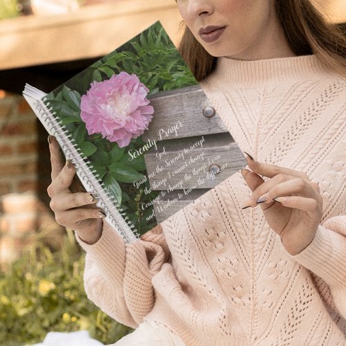 Inspirational Serenity Prayer Pink Peony Notebook